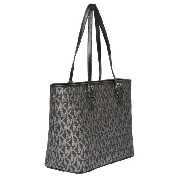 Michael Kors Jet Set Top Zip Tote in Black and Metallic Silver - NWT - Picture 2 of 2